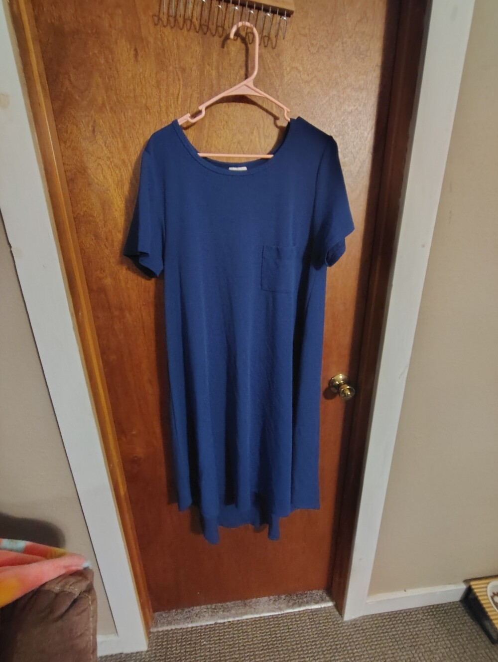LuLaRoe Navy Short-Sleeve Midi Pocket Dress